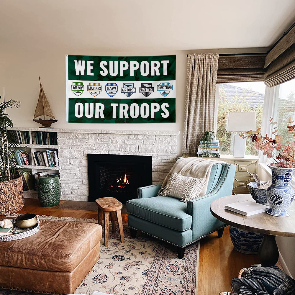 Fyon SUPPORT OUR TROOPS Flag Indoor and outdoor banner
