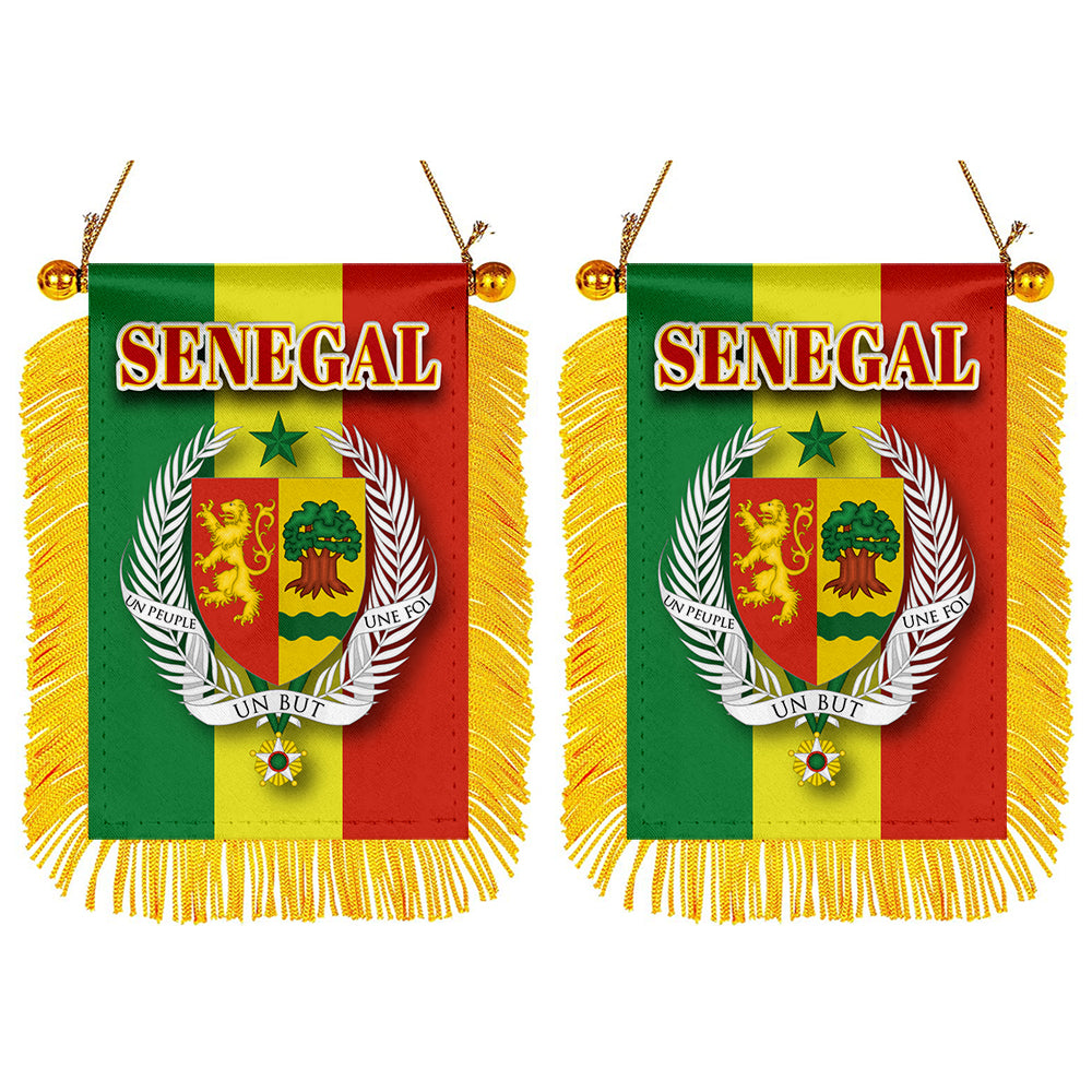 Senegal Flag Mini Car Rearview Mirror Flag Banner - 2PC
