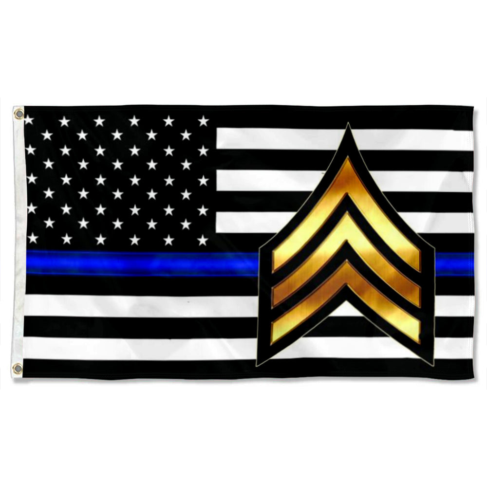 Fyon Sgt Thin Blue Line Flag indoor and outdoor Banner
