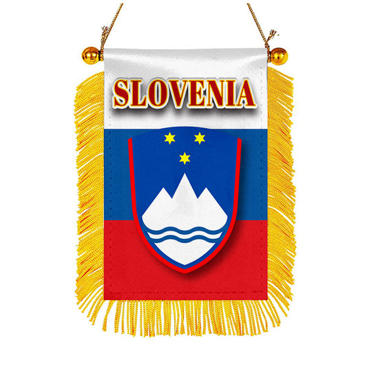 Slovenia Flag Mini Car Rearview Mirror Flag Banner - 2PC