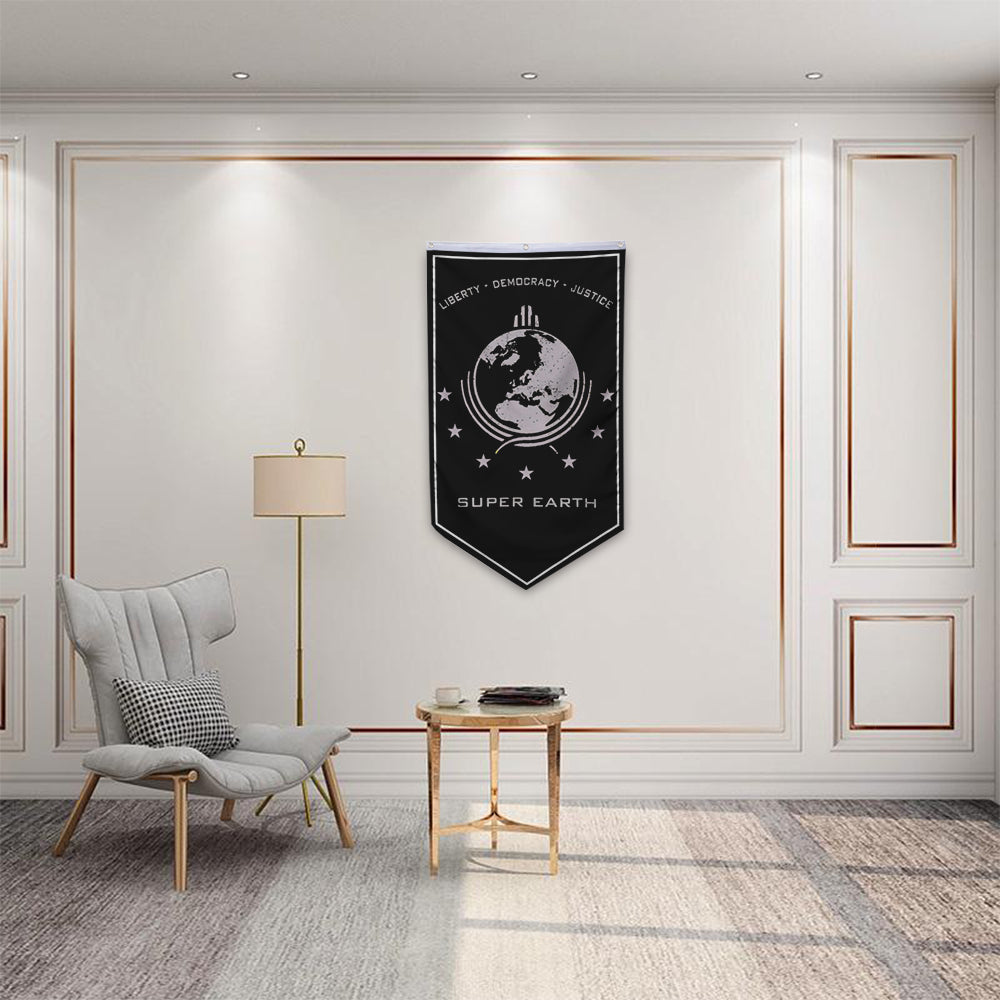 Fyon Super Earth Flag 30x50inch Black Indoor and outdoor banner Blue 30x50inch