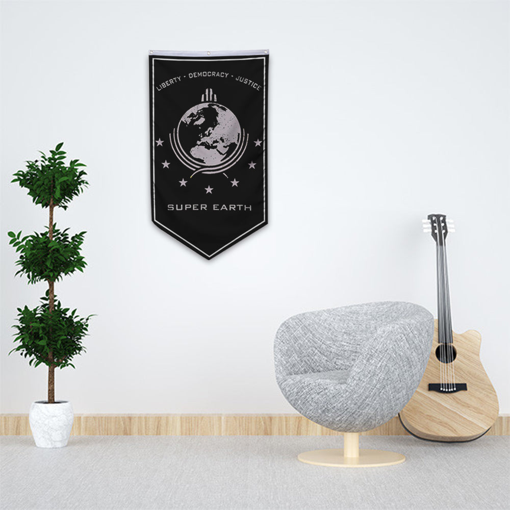 Fyon Super Earth Flag 30x50inch Black Indoor and outdoor banner Blue 30x50inch
