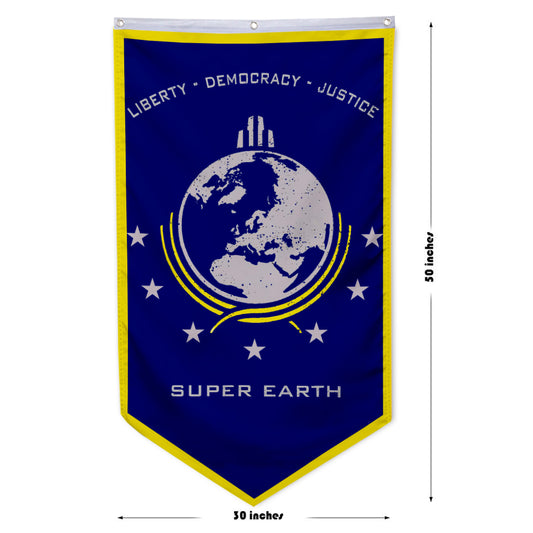 Fyon Super Earth Flag 30x50inch Blue Indoor and outdoor banner Blue 30x50inch