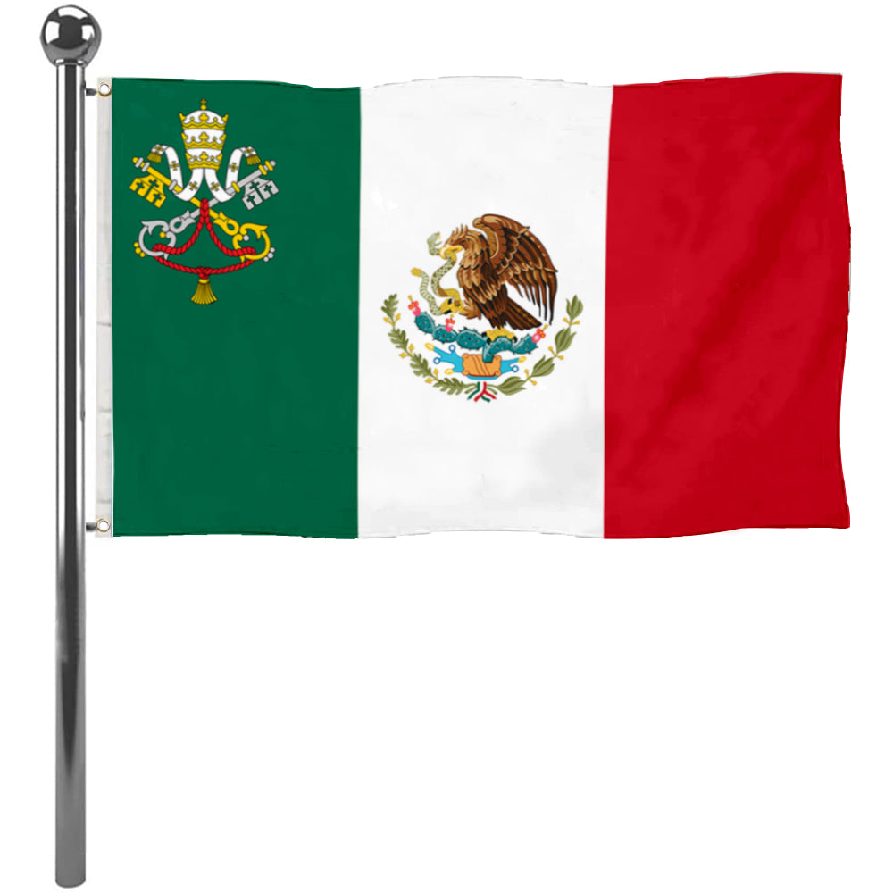 Fyon The Mexico Flag Banner with the Holy See symbol