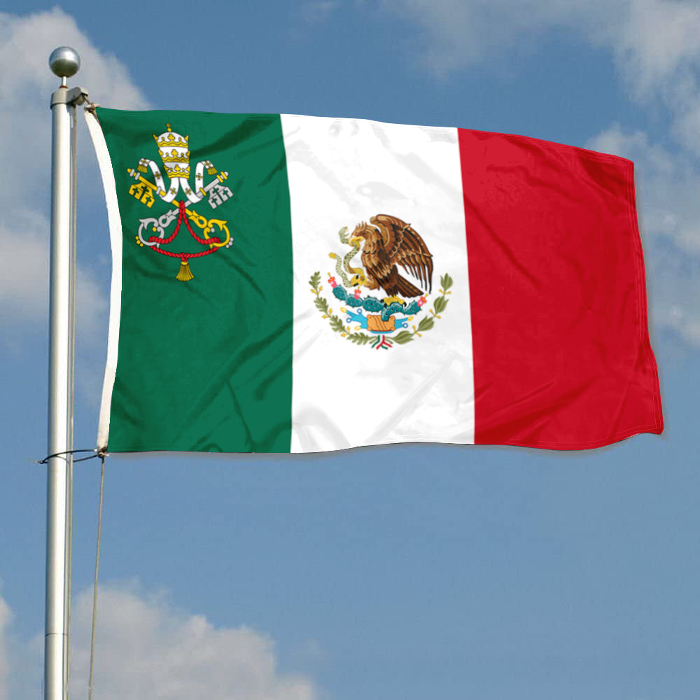 Fyon The Mexico Flag Banner with the Holy See symbol