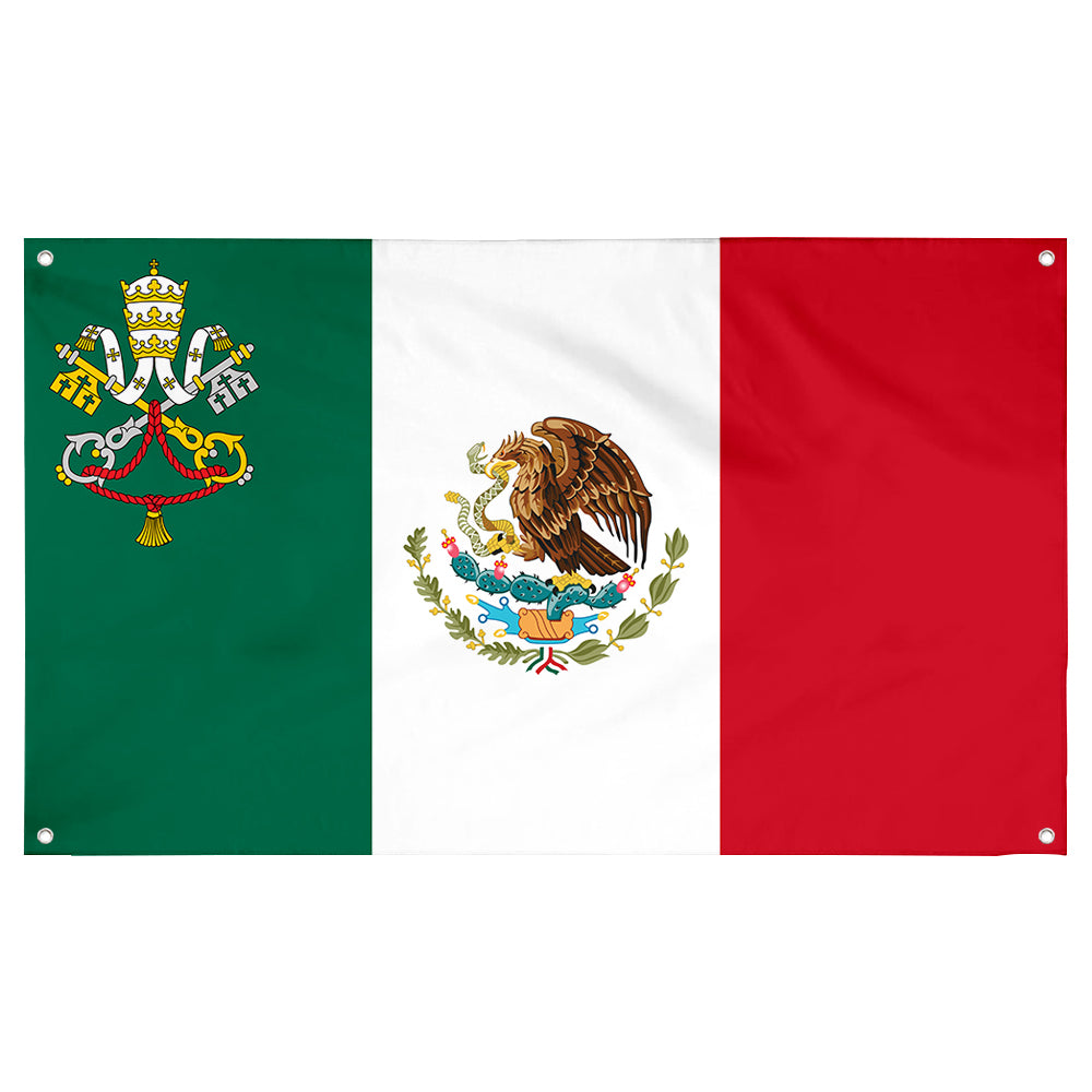 Fyon The Mexico Flag Banner with the Holy See symbol