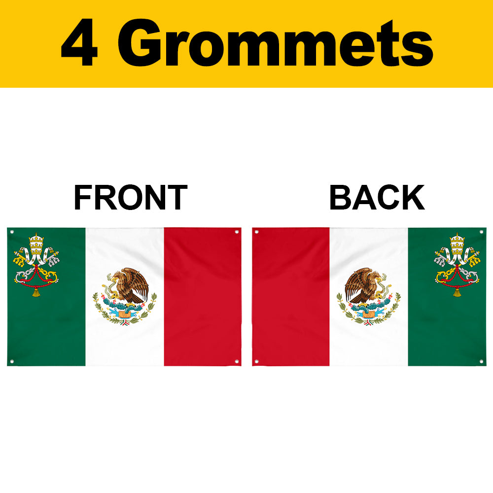 Fyon The Mexico Flag Banner with the Holy See symbol