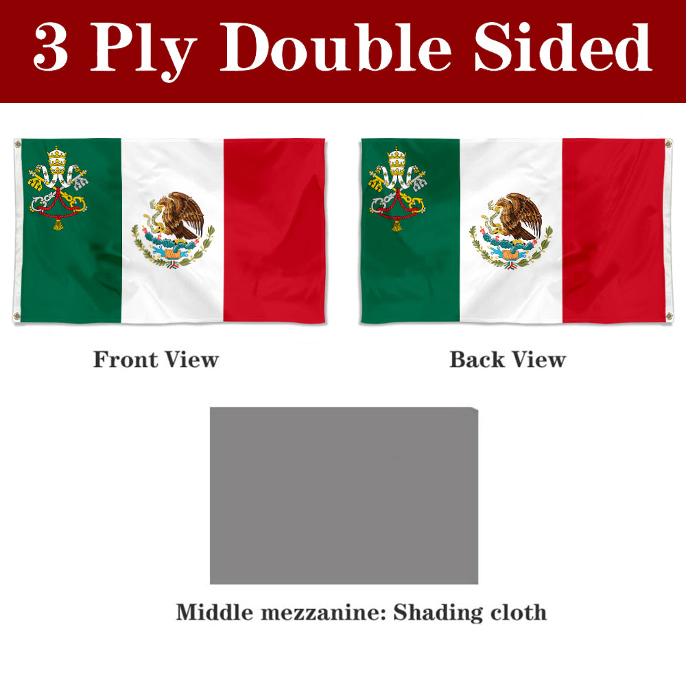 Fyon The Mexico Flag Banner with the Holy See symbol