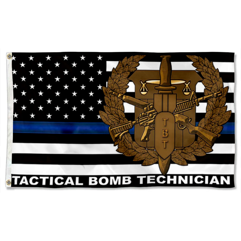 Fyon Thin Blue Line Tactical Bomb Technician Flag indoor and outdoor Banner