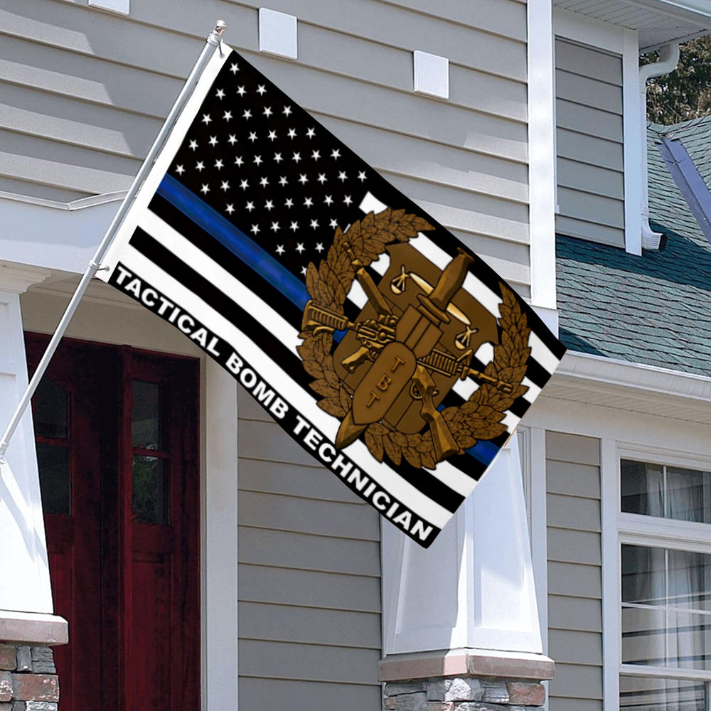 Fyon Thin Blue Line Tactical Bomb Technician Flag indoor and outdoor Banner