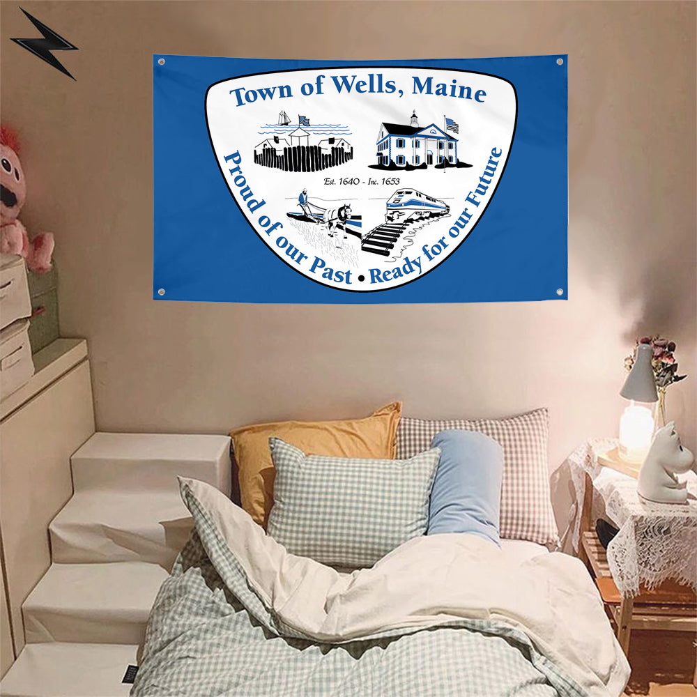 Fyon Town of Wells, Maine Flag Banner