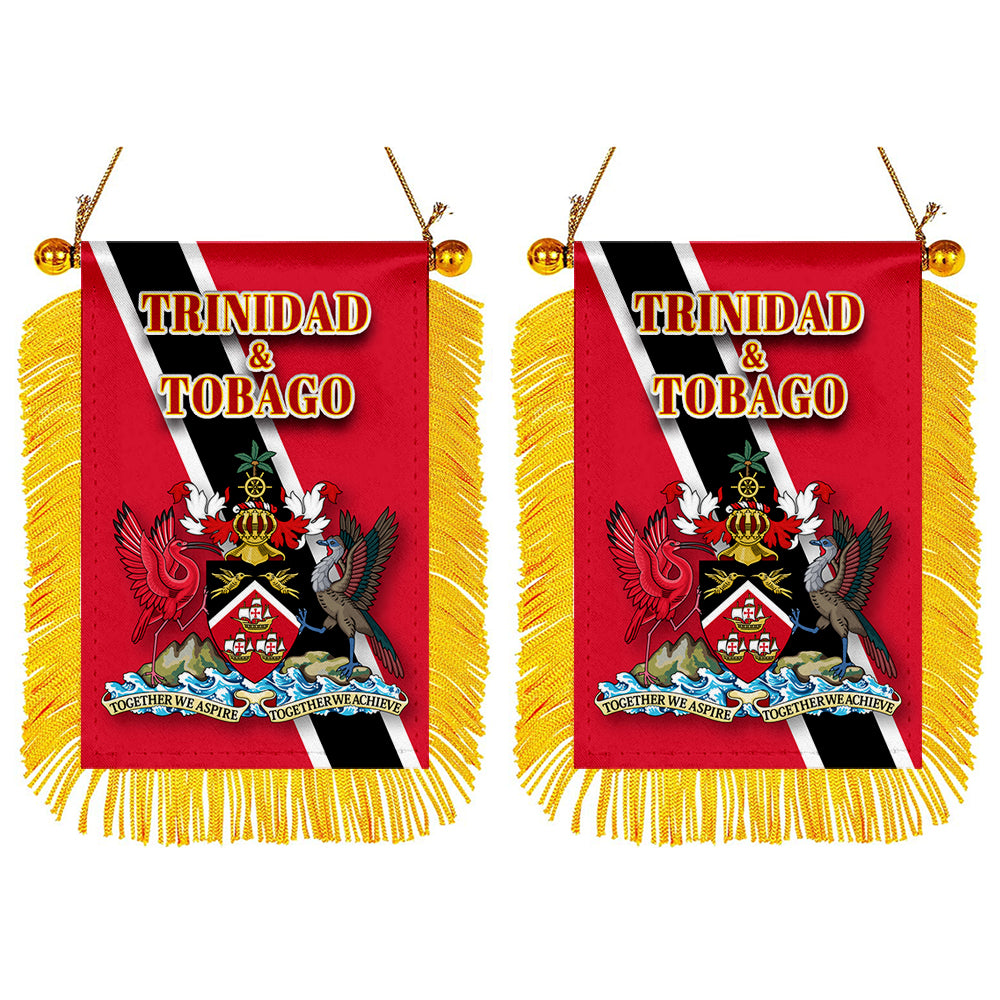 Trinidad and Tobago Flag Mini Car Rearview Mirror Flag Banner - 2PC