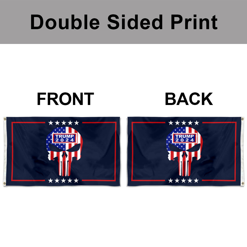 Fyon Double-sided Trump 2024 Demon Skull MAGA Take America Back Flag Flags Banner