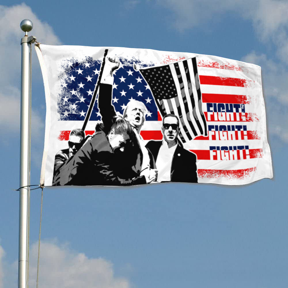 Fyon Trump 2024 Flag Banner Shooting Fight flags Indoor and Outdoor Banner