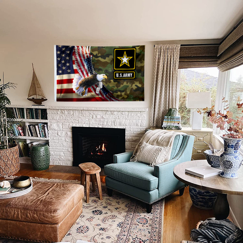 Fyon U.S. Army American Eagle Veteran Flag Indoor and outdoor banner