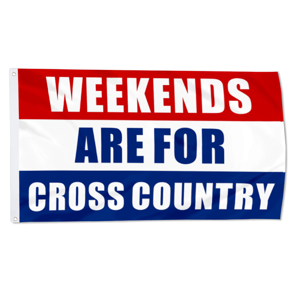 Fyon Weekends Are For Cross Country Flag Indoor and Outdoor Banner