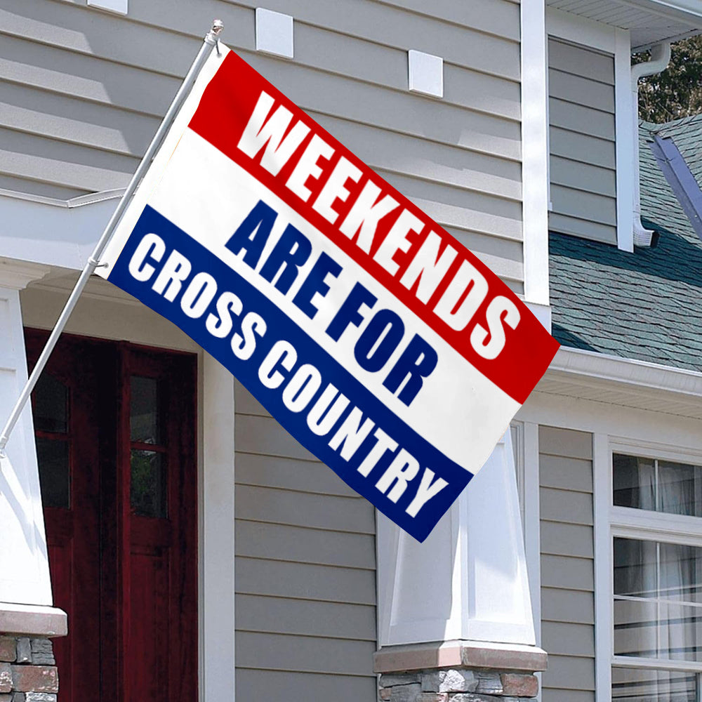Fyon Weekends Are For Cross Country Flag Indoor and Outdoor Banner