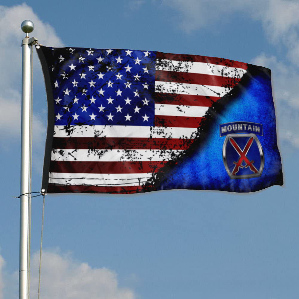 Fyon 10TH Mountain Stars And Stripes Flag Indoor and outdoor banner