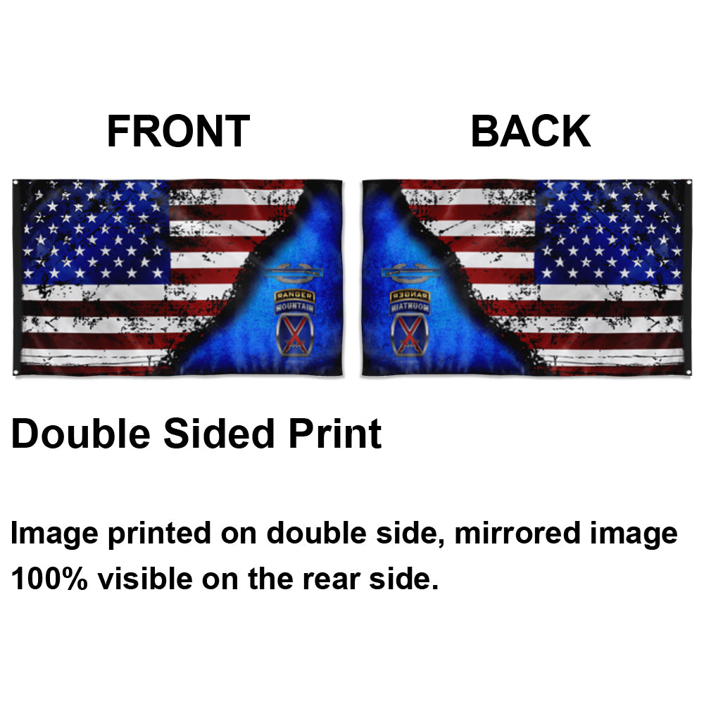 Fyon 10TH Mountain Tabbed CIB Stars And Stripes Flag Indoor and outdoor banner