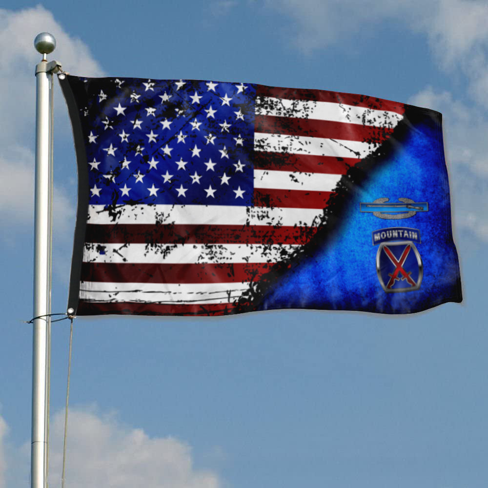 Fyon 10th Mountain CIB Star & Stripes Flag Indoor and outdoor banner