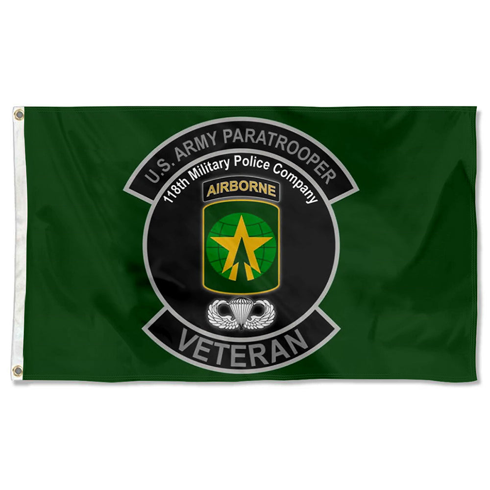 Fyon 118th Military Police Company veteran Paratrooper Flag Indoor and outdoor banner