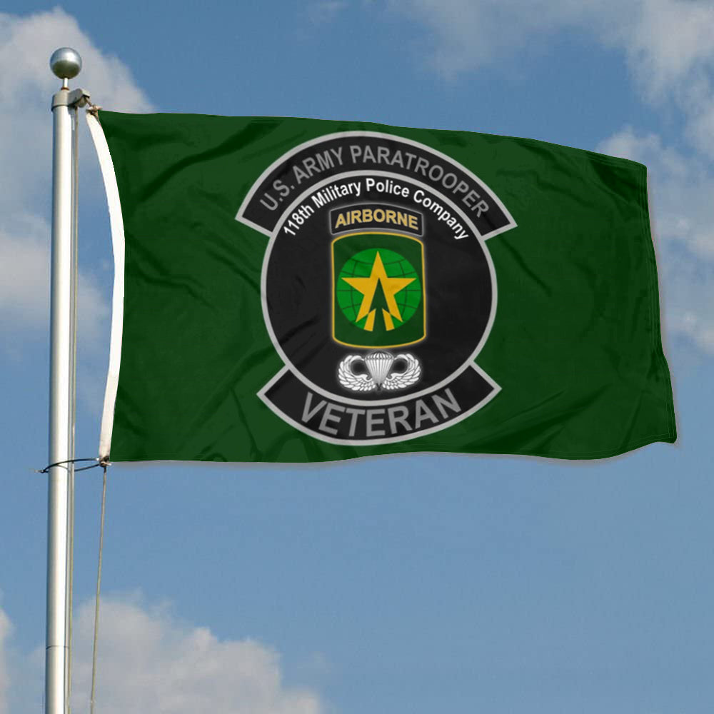 Fyon 118th Military Police Company veteran Paratrooper Flag Indoor and outdoor banner