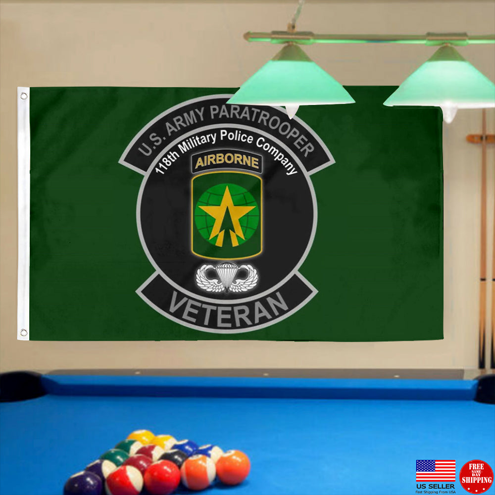 Fyon 118th Military Police Company veteran Paratrooper Flag Indoor and outdoor banner