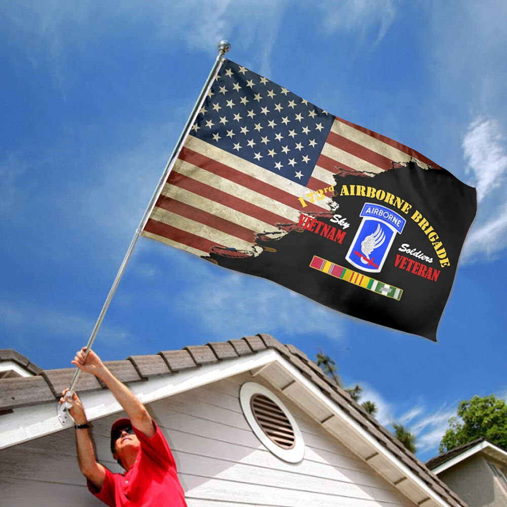 Fyon 173rd Airborne Brigade Vietnam Veteran - Sky Soldier Flag Indoor and outdoor banner 224094