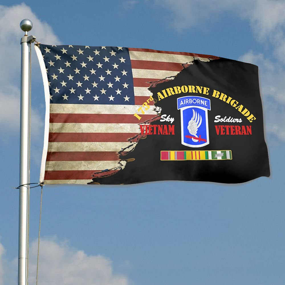Fyon 173rd Airborne Brigade Vietnam Veteran - Sky Soldier Flag Indoor and outdoor banner 224094