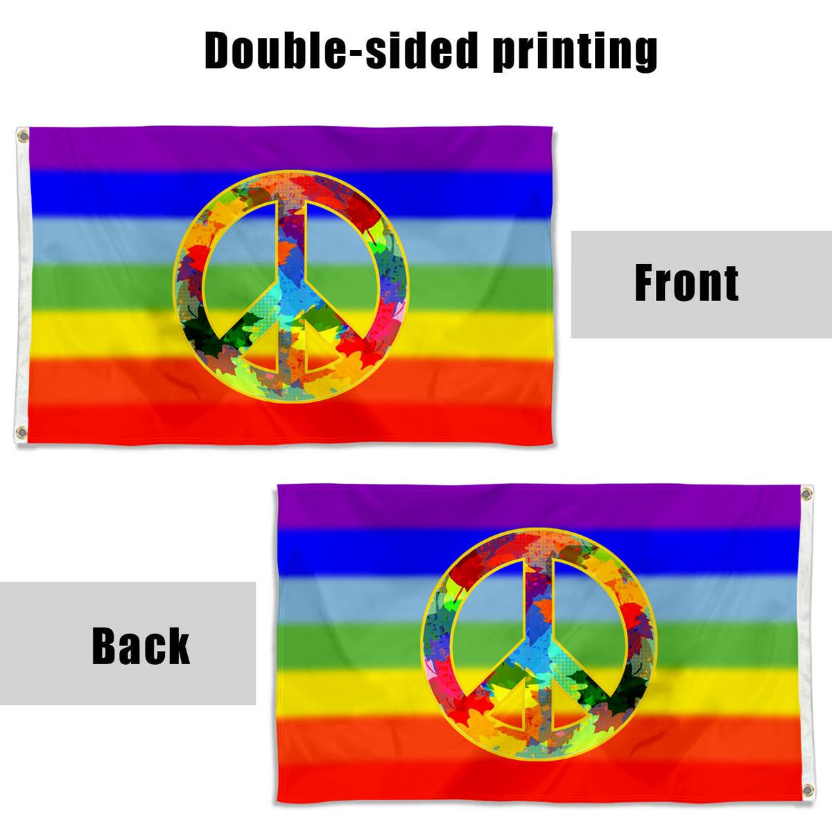 Fyon Rainbow Peace Flag Indoor and outdoor banner 02