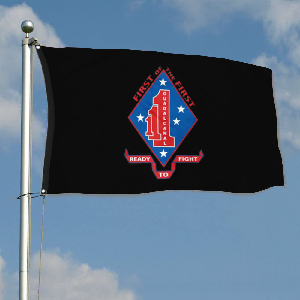 Fyon 1ST Battalion 1ST Marines Black Flag Indoor and outdoor banner