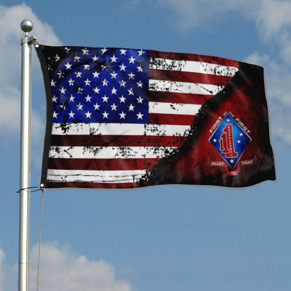 Fyon 1ST Battalion 1ST Marines Stars & Stripes Flag Indoor and outdoor banner