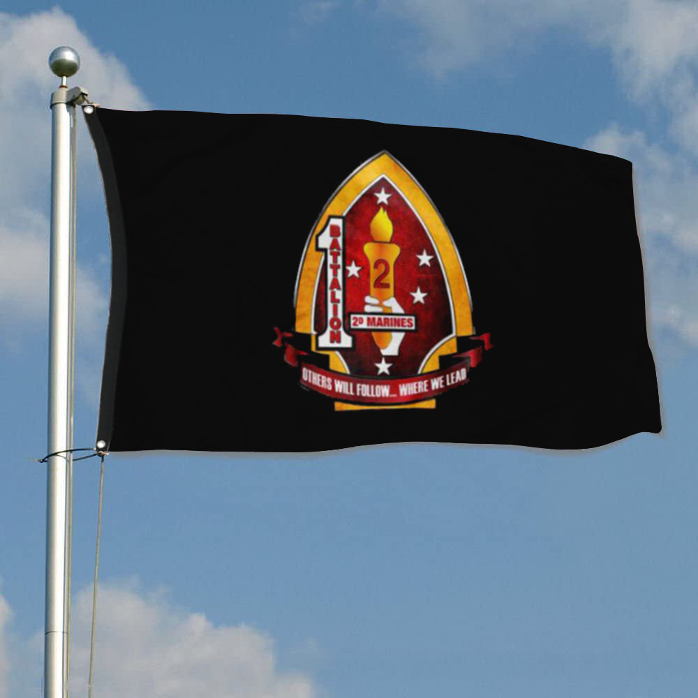 Fyon 1ST Battalion 2ND Marines Black Flag Indoor and outdoor banner
