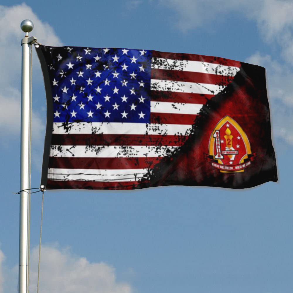 Fyon 1ST Battalion 2ND Marines Stars & Stripes Flag Indoor and outdoor banner