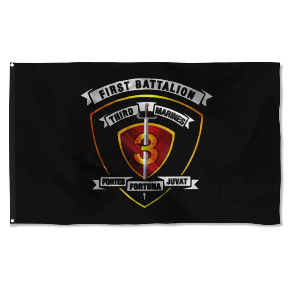 Fyon 1ST Battalion 3RD Marines Black Flag Indoor and outdoor banner