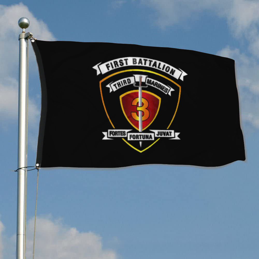 Fyon 1ST Battalion 3RD Marines Black Flag Indoor and outdoor banner