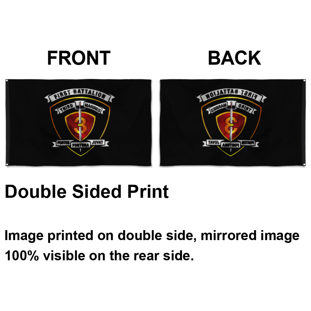 Fyon 1ST Battalion 3RD Marines Black Flag Indoor and outdoor banner