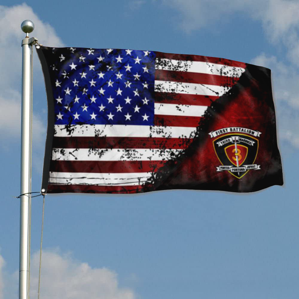 Fyon 1ST Battalion 3RD Marines Stars & Stripes Flag Indoor and outdoor banner