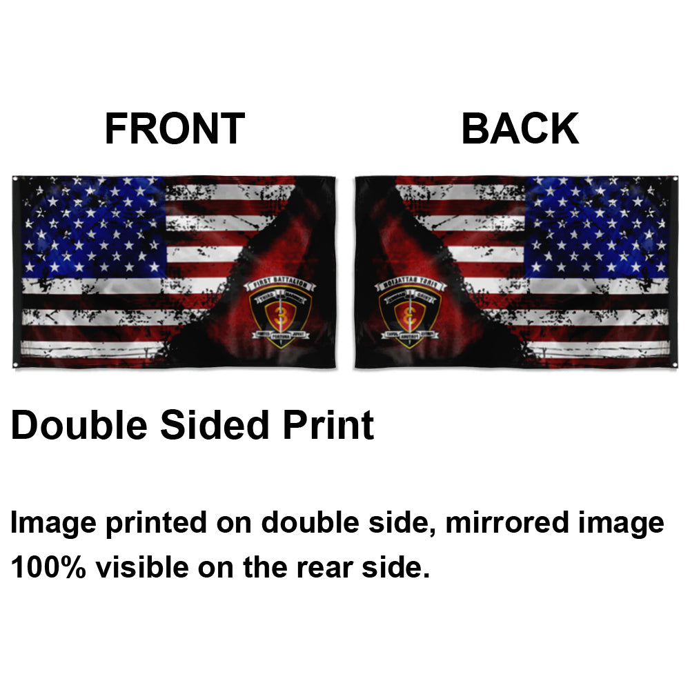 Fyon 1ST Battalion 3RD Marines Stars & Stripes Flag Indoor and outdoor banner
