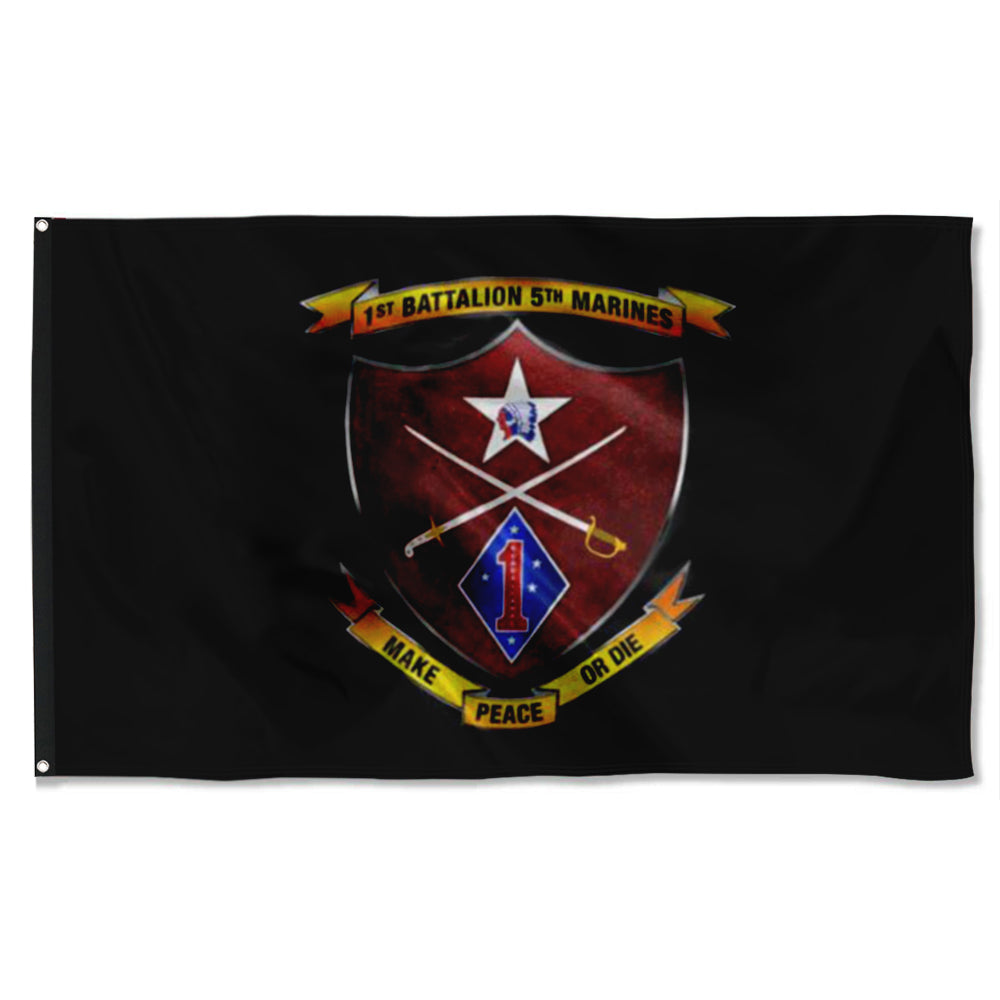 Fyon 1ST Battalion 5TH Marines Black Flag Indoor and outdoor banner