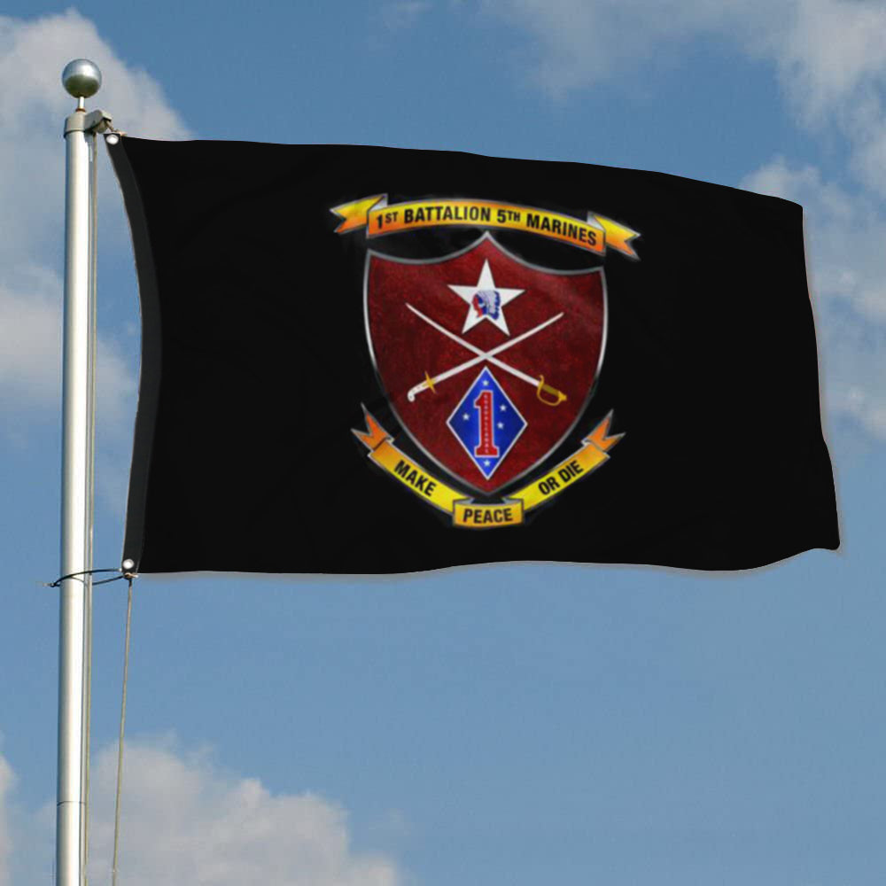 Fyon 1ST Battalion 5TH Marines Black Flag Indoor and outdoor banner