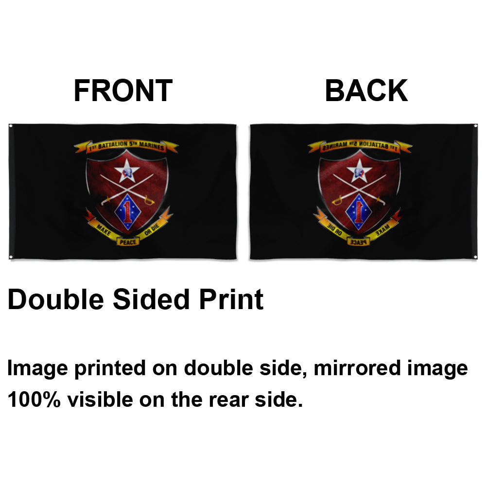 Fyon 1ST Battalion 5TH Marines Black Flag Indoor and outdoor banner