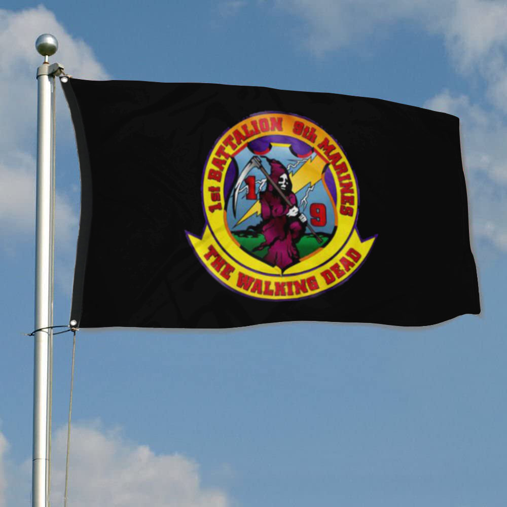 Fyon 1ST Battalion 9TH Marines Black Flag Indoor and outdoor banner