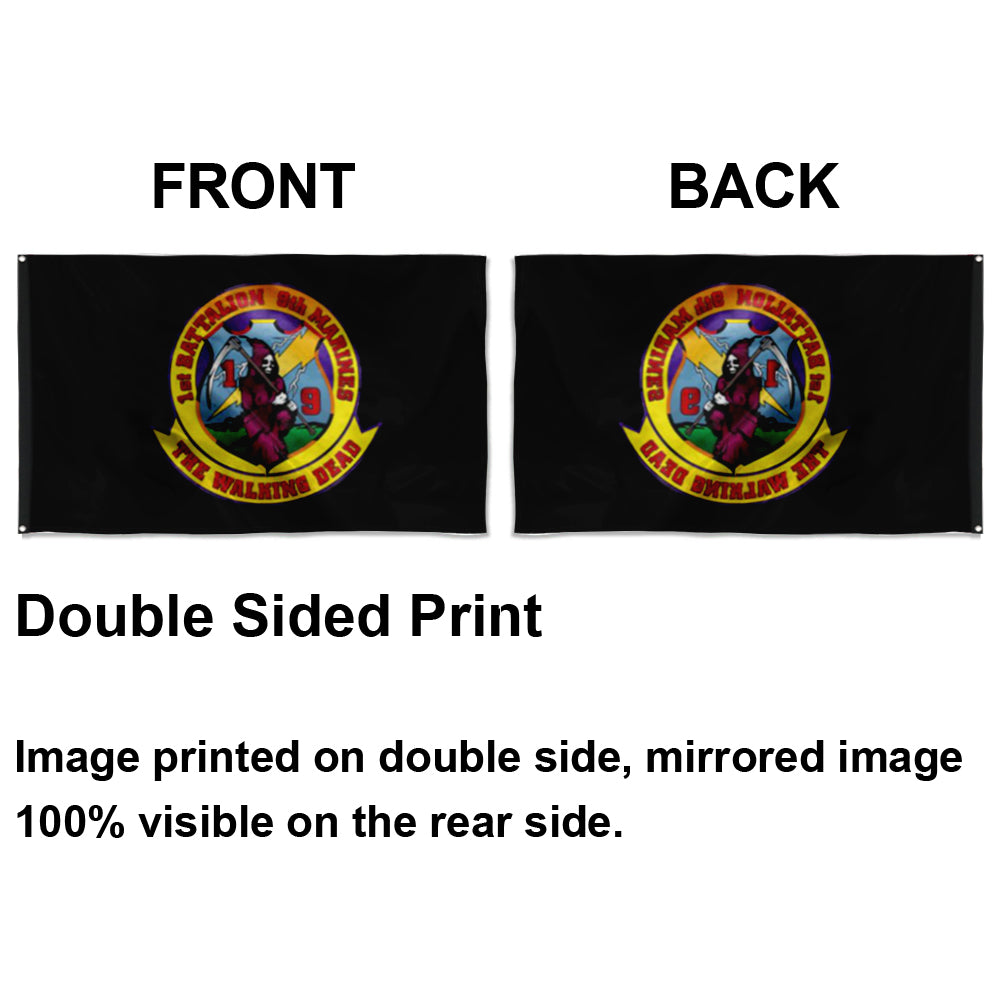 Fyon 1ST Battalion 9TH Marines Black Flag Indoor and outdoor banner