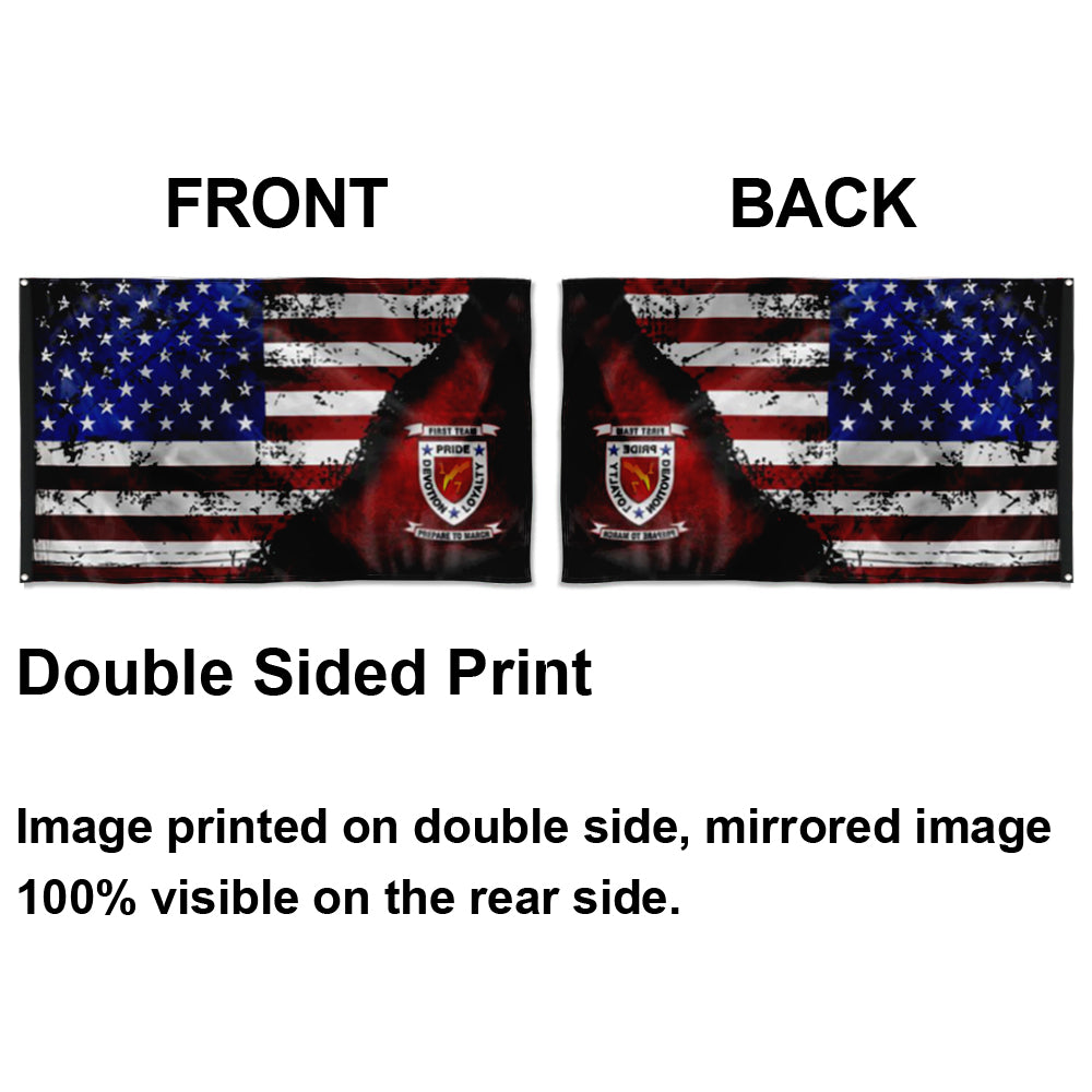 Fyon 1ST Bn 7TH Marines Stars & Stripes Flag Indoor and outdoor banner