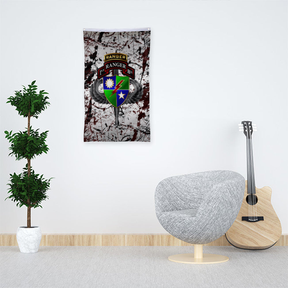 Fyon 1ST Ranger Battalion Tabbed Splatter Flag Indoor and outdoor banner