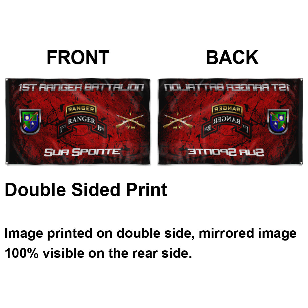Fyon 1ST Ranger Battalion Tabbed Sua Sponte Flag Indoor and outdoor banner