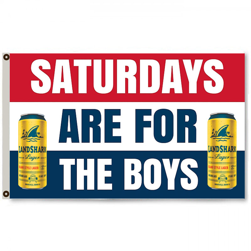 Fyon Saturdays are for the Boys Landshark Beer Flag Banner Man Cave 3x5ft