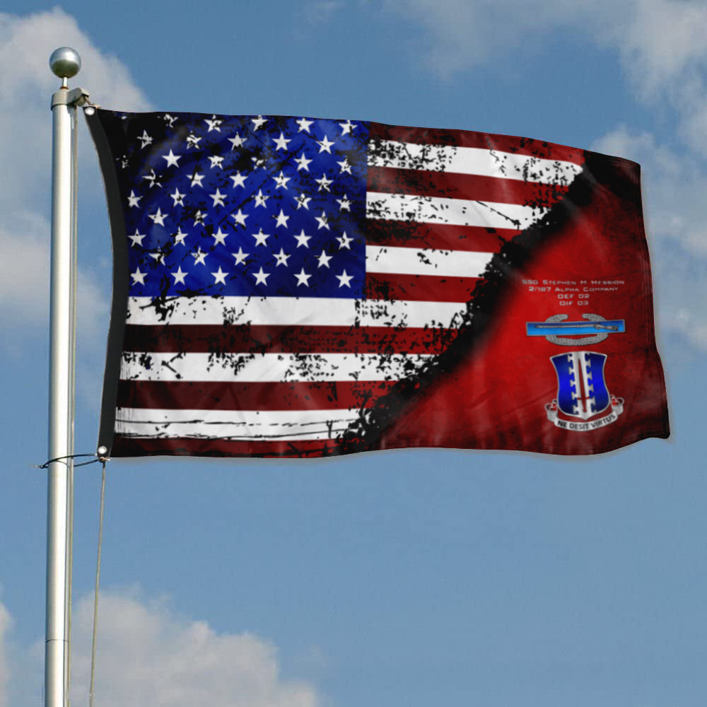 Fyon 2-187 Rakkasans CIB Star & Stripes Flag Indoor and outdoor banner