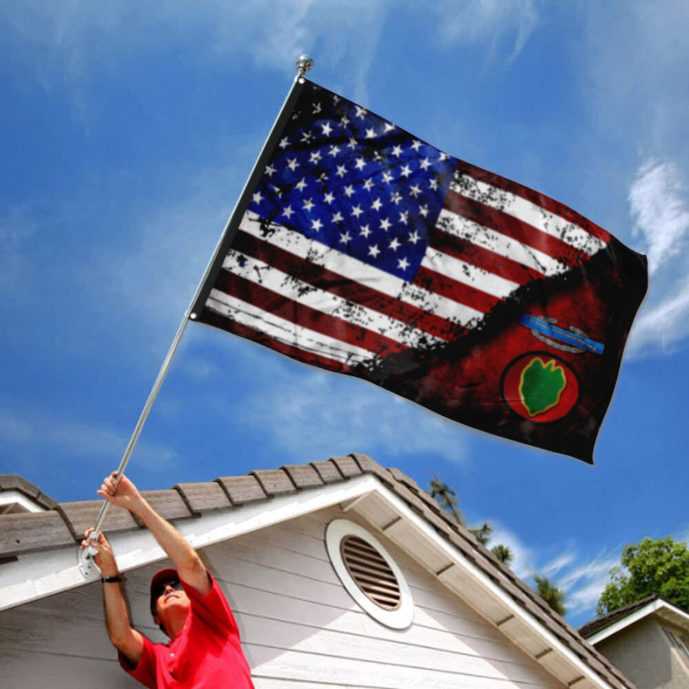 Fyon 24th ID CIB Star & Stripes Flag Indoor and outdoor banner